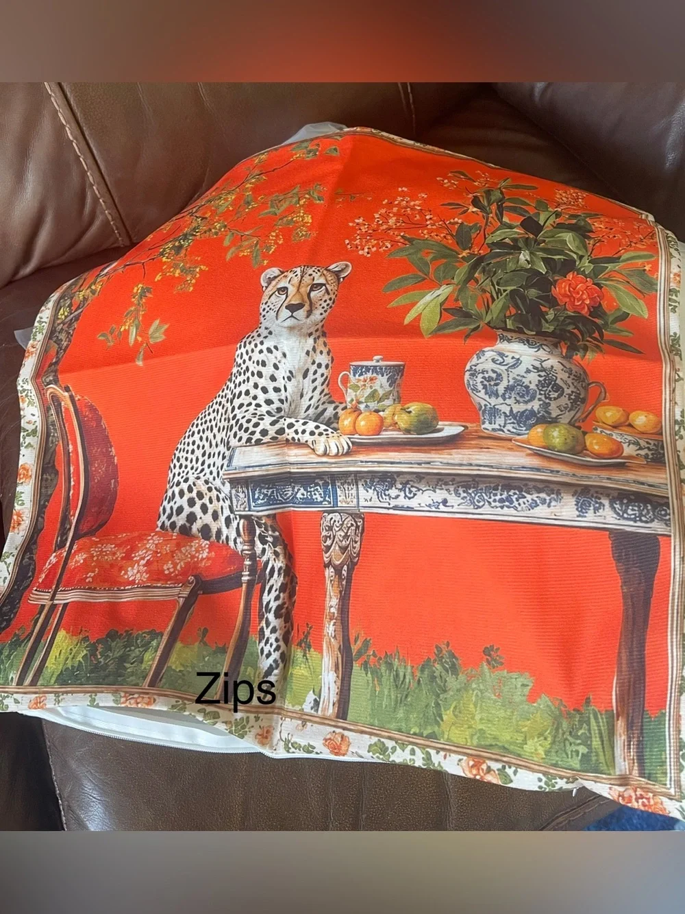 Pillow Cover New - Cheetah Print, brilliant colors 17.6” x 17”6”